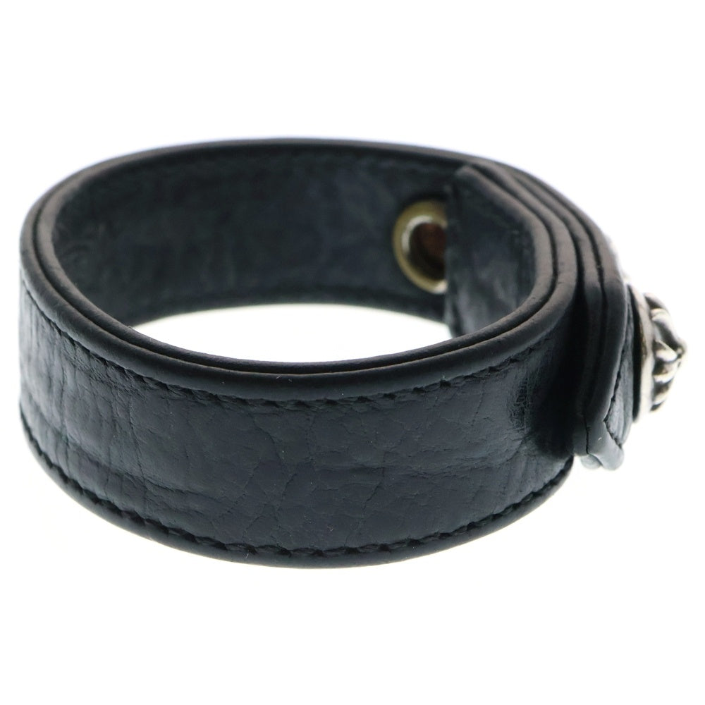 CHROME HEARTS(クロムハーツ) 3BTN 2SNP クロスボール 3ボタン2スナップ レザーブレスレット ブラック/シルバー BCA123