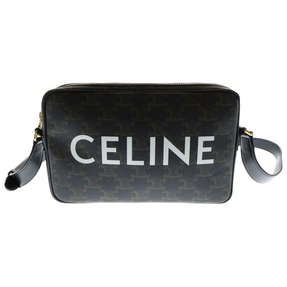 CELINE(セリーヌ) トリオンフ ロゴプリント PVC レザー メッセンジャーショルダーバッグ ブラウン