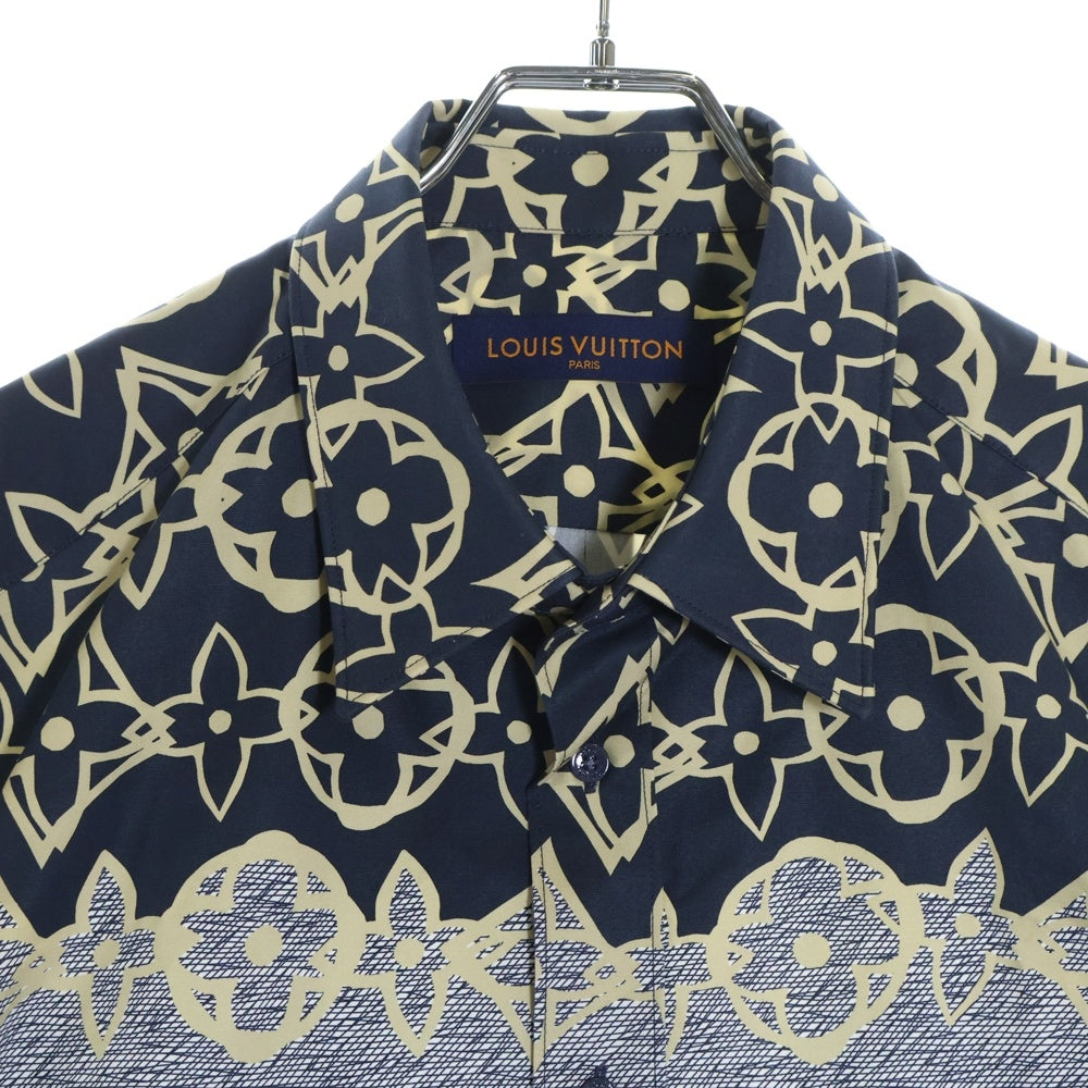 LOUIS VUITTON(ルイヴィトン) 21AW LVワックスショートスリーブ モノグラム 地図 総柄プリント 半袖シャツ ネイビー RM212 FS8 HLS72W