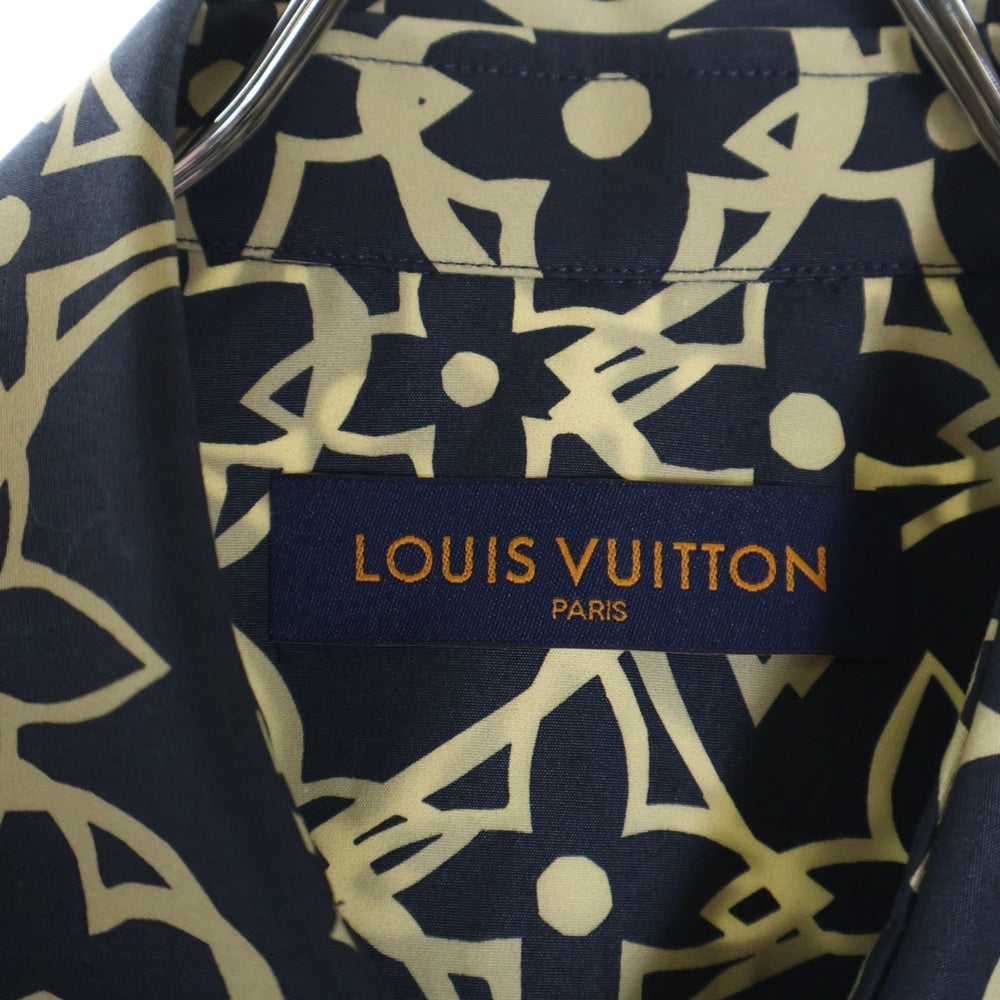 LOUIS VUITTON(ルイヴィトン) 21AW LVワックスショートスリーブ モノグラム 地図 総柄プリント 半袖シャツ ネイビー RM212 FS8 HLS72W