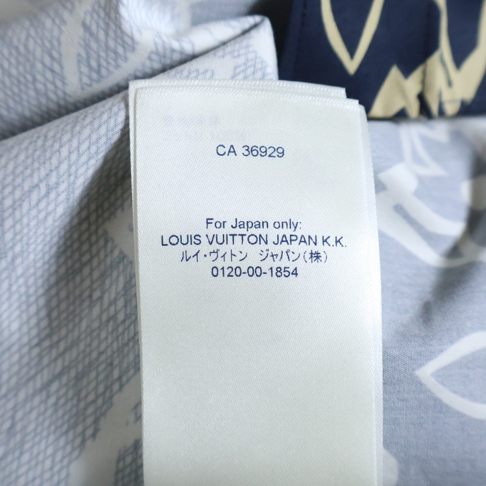LOUIS VUITTON(ルイヴィトン) 21AW LVワックスショートスリーブ モノグラム 地図 総柄プリント 半袖シャツ ネイビー RM212 FS8 HLS72W