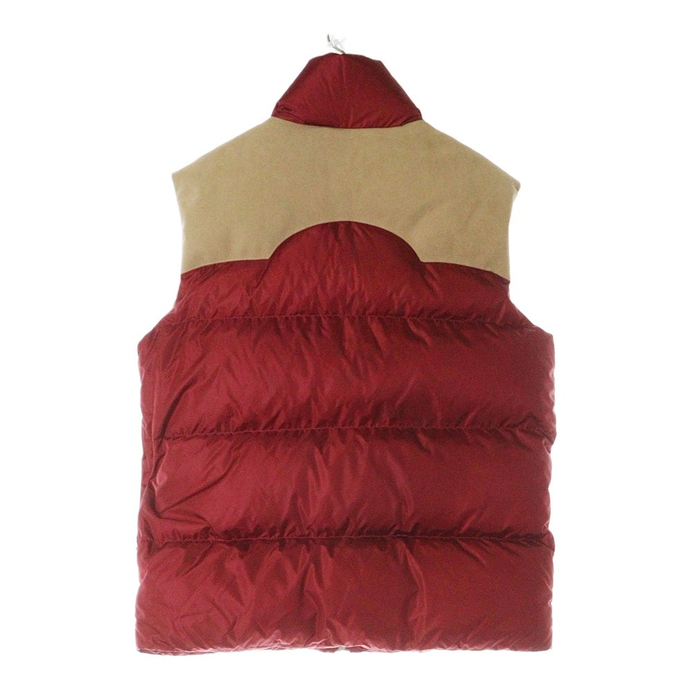 MONCLER(モンクレール) 21AW ×Palm Angels KAMAKOU パームエンジェルス ワッペンロゴ スウェード切り替え ジップアップ ダウンベスト レッド/ベージュ G209L1A00020 M1352