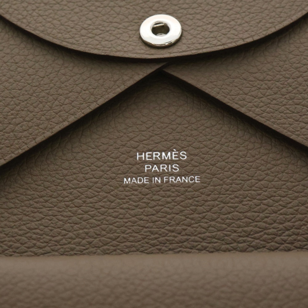 HERMES(エルメス) カルヴィ デュオ レザーカードケース コインケース エプソン W刻印 グレー