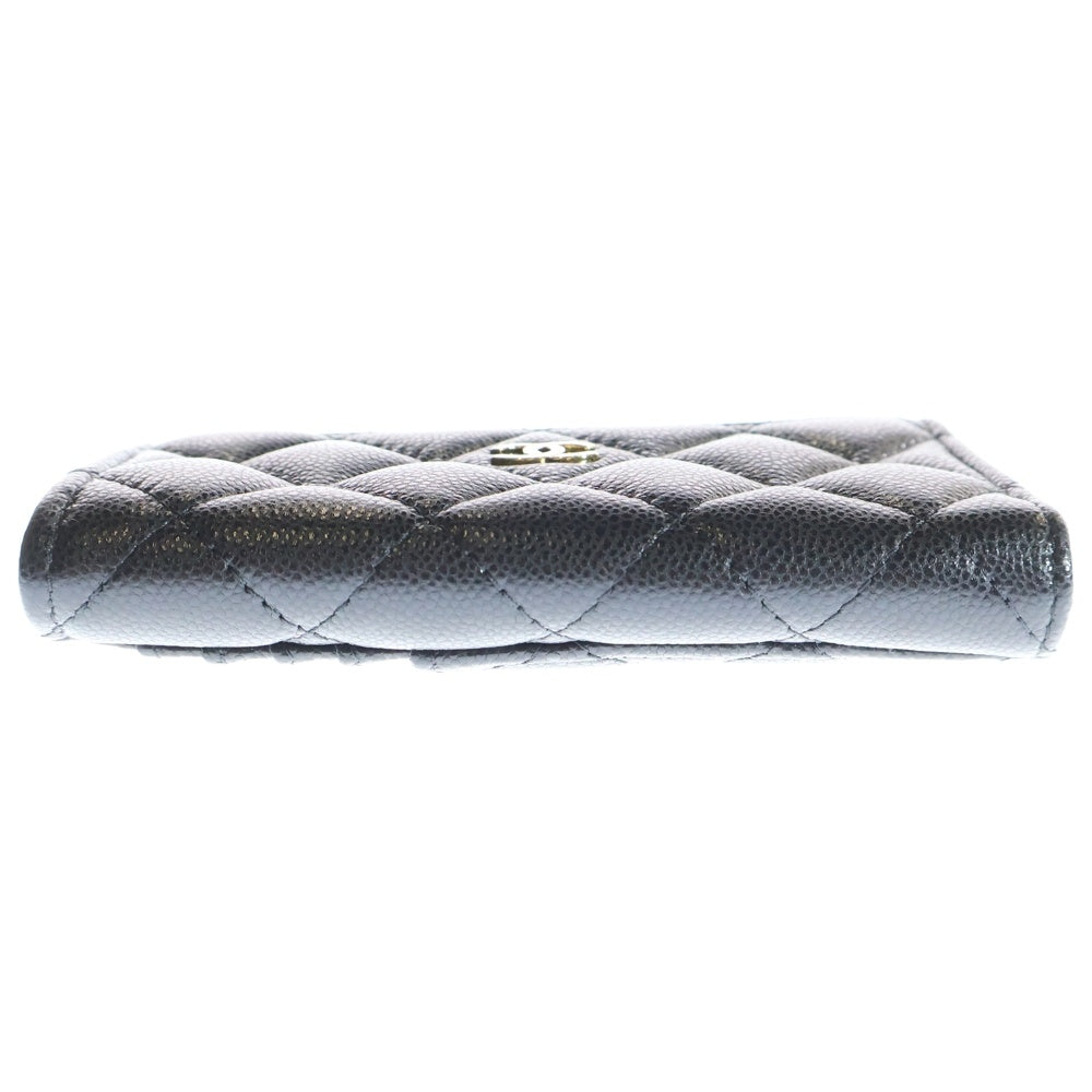 CHANEL(シャネル) マトラッセ フラグメントケース キャビアスキンレザーカードケース ゴールド金具 ブラック