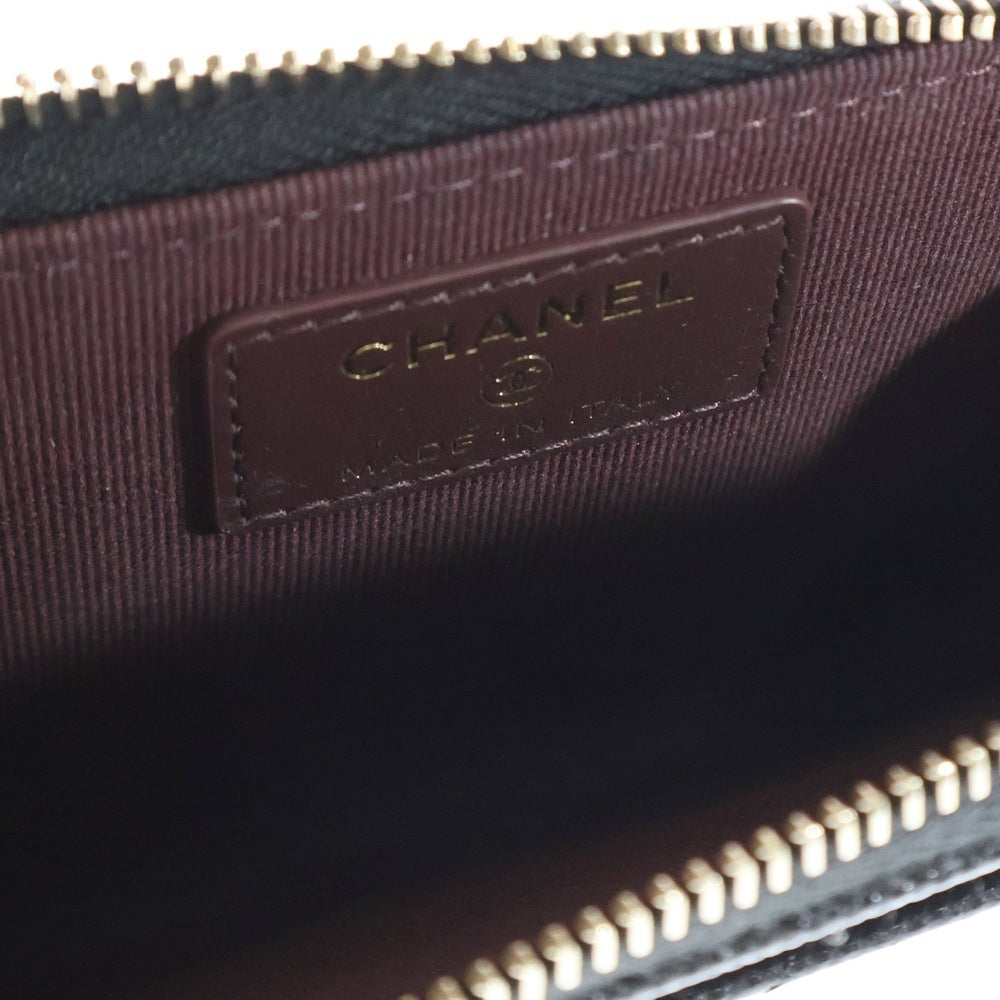 CHANEL(シャネル) マトラッセ フラグメントケース キャビアスキンレザーカードケース ゴールド金具 ブラック
