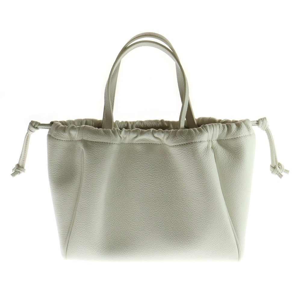 CELINE(セリーヌ) キュイル トリオンフ ロゴ スモール カバ ドローストリング レザー 2WAY ハンド ショルダーバッグ ゴールド金具 ホワイト 111013DU3