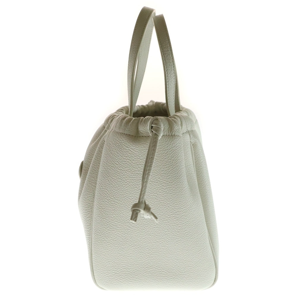 CELINE(セリーヌ) キュイル トリオンフ ロゴ スモール カバ ドローストリング レザー 2WAY ハンド ショルダーバッグ ゴールド金具 ホワイト 111013DU3