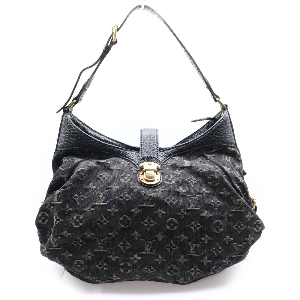 LOUIS VUITTON(ルイヴィトン) スライトリーXS モノグラムデニム レザー ショルダーバッグ ゴールド金具 ブラック M95608