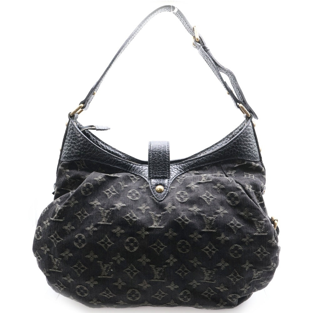 LOUIS VUITTON(ルイヴィトン) スライトリーXS モノグラムデニム レザー ショルダーバッグ ゴールド金具 ブラック M95608