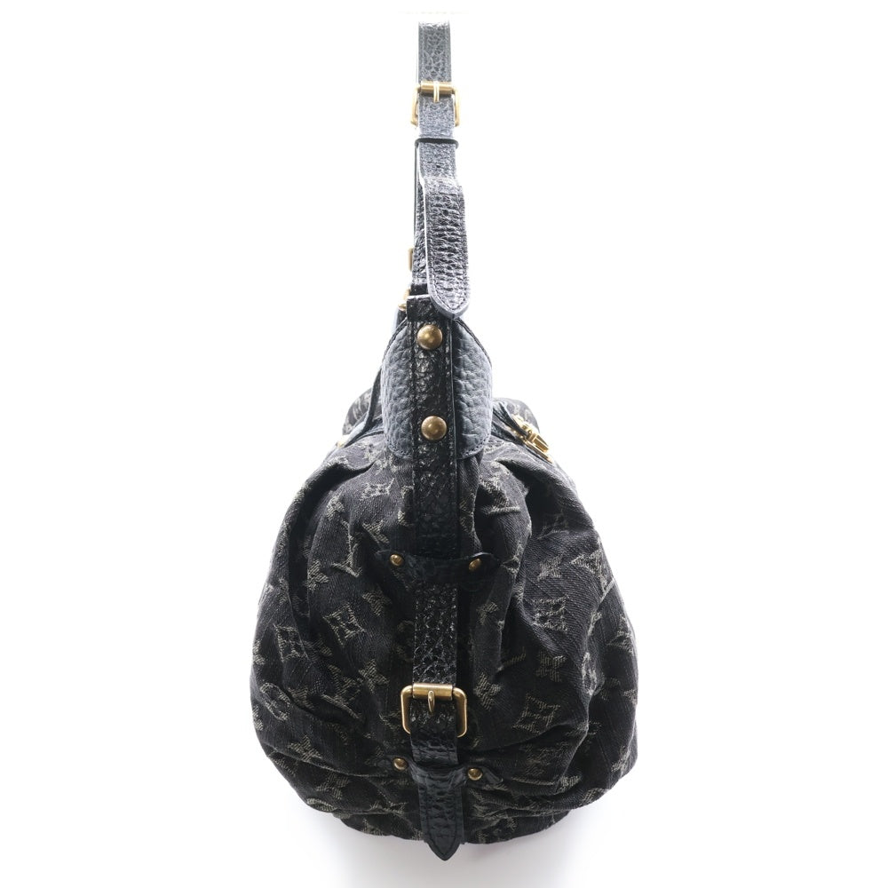 LOUIS VUITTON(ルイヴィトン) スライトリーXS モノグラムデニム レザー ショルダーバッグ ゴールド金具 ブラック M95608