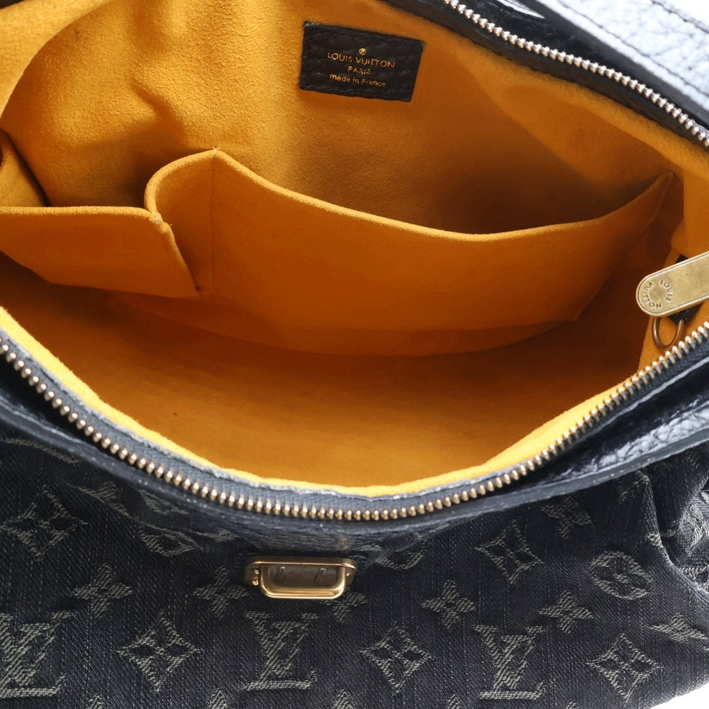 LOUIS VUITTON(ルイヴィトン) スライトリーXS モノグラムデニム レザー ショルダーバッグ ゴールド金具 ブラック M95608