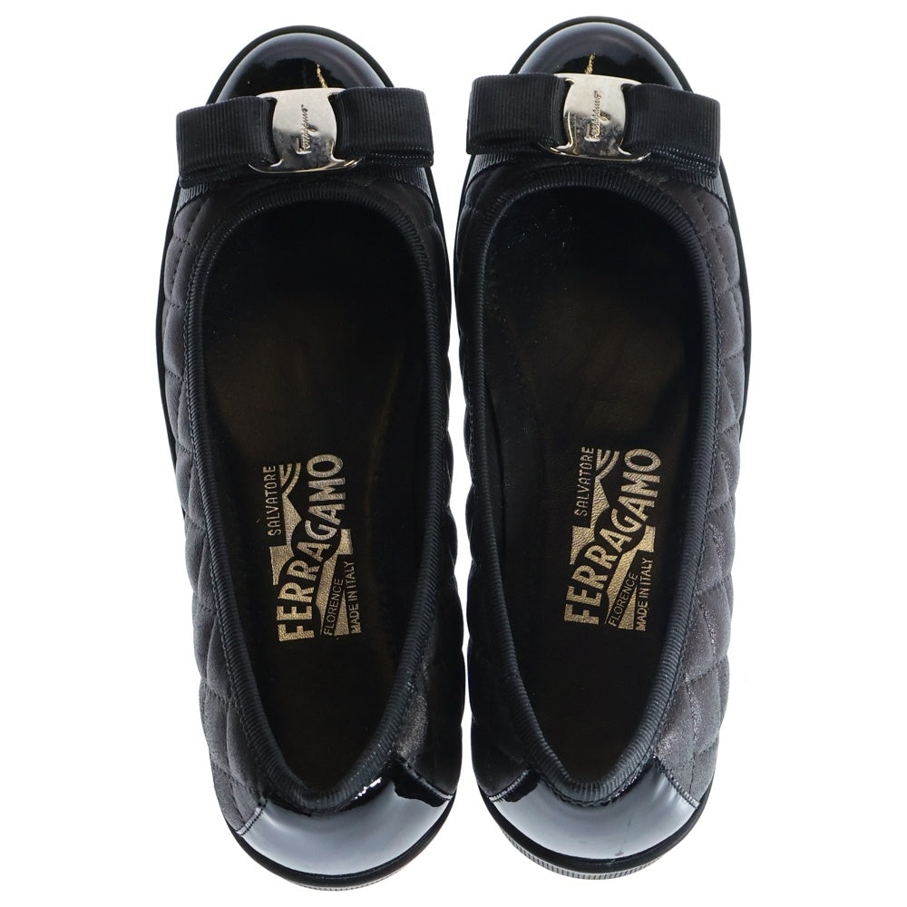 Salvatore Ferragamo(サルヴァトーレ フェラガモ) パンプス フラットシューズ メタリックブラウン ブラック #6 レディース