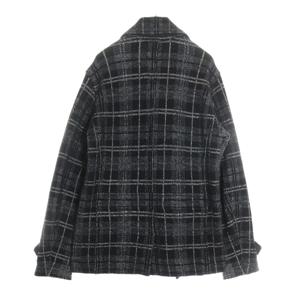 DIESEL(ディーゼル) チェック柄 ウールロングコート ブラック HK001592