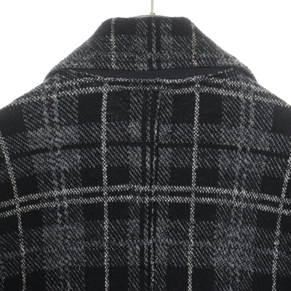 DIESEL(ディーゼル) チェック柄 ウールロングコート ブラック HK001592