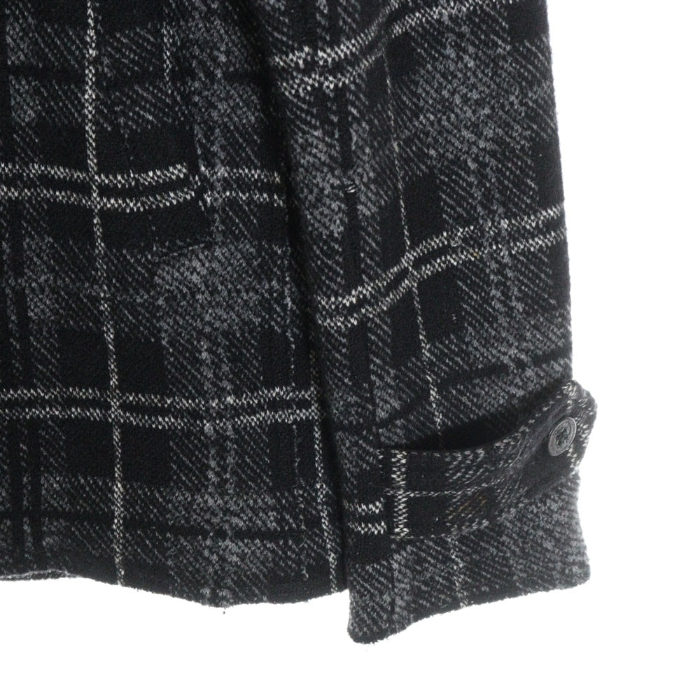 DIESEL(ディーゼル) チェック柄 ウールロングコート ブラック HK001592