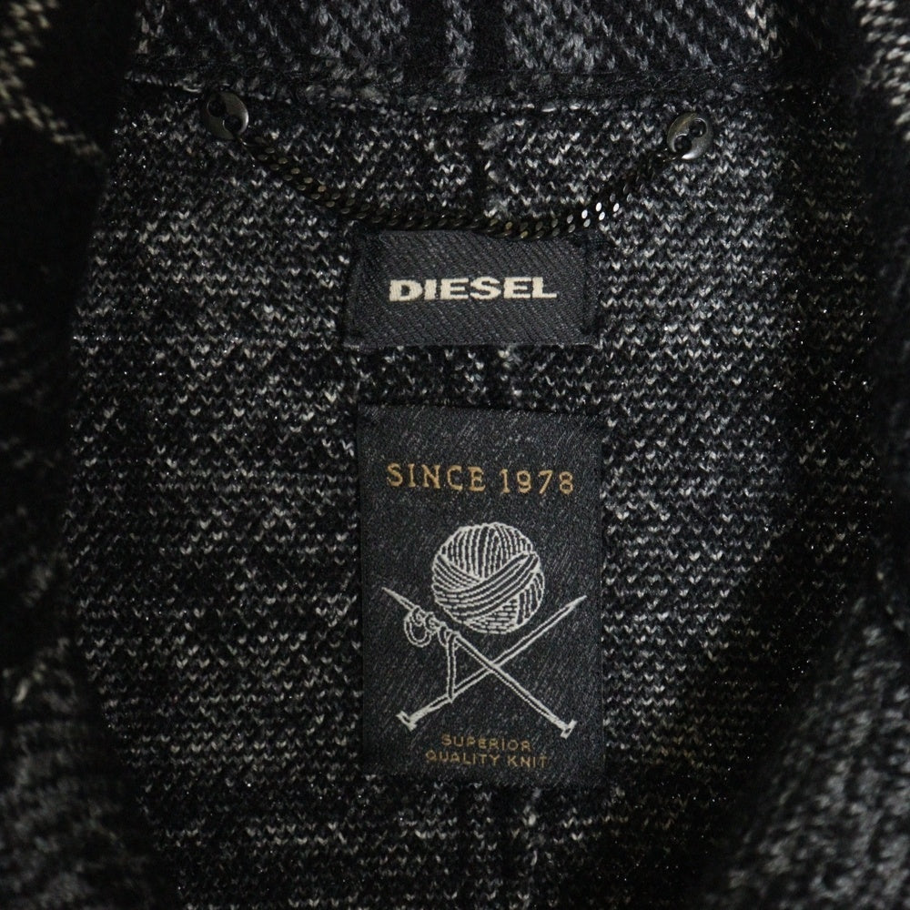 DIESEL(ディーゼル) チェック柄 ウールロングコート ブラック HK001592