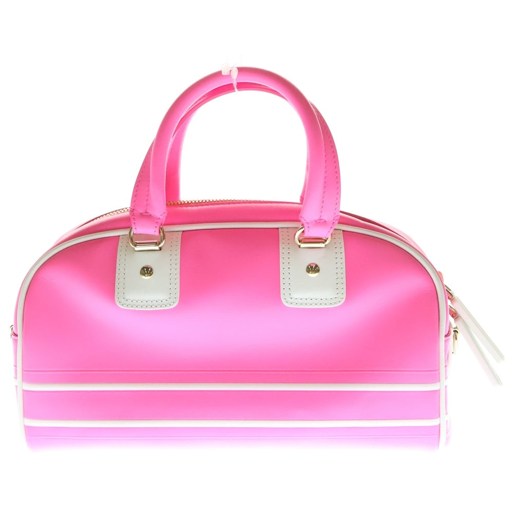 Christian Dior(クリスチャンディオール) ヴァイブ ボウリング スモール 2wayバッグ ハンドバッグ ショルダーバッグ ピンク×ホワイト レザー ゴールド金具
