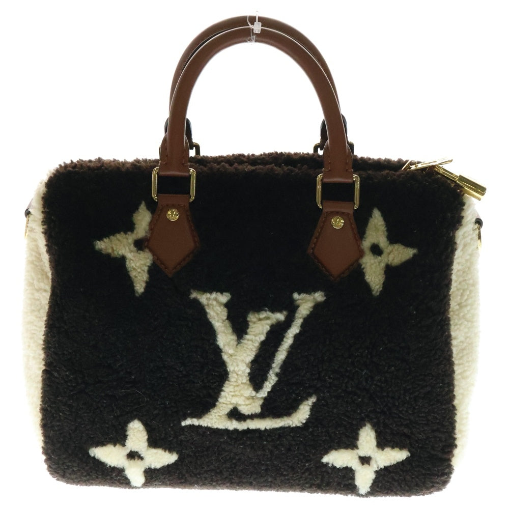 LOUIS VUITTON(ルイヴィトン) モノグラム テディ スピーディ・バンドリエール25 ブラウン×アイボリー ファー 2WAY ハンドバッグ ショルダーバッグ M55422