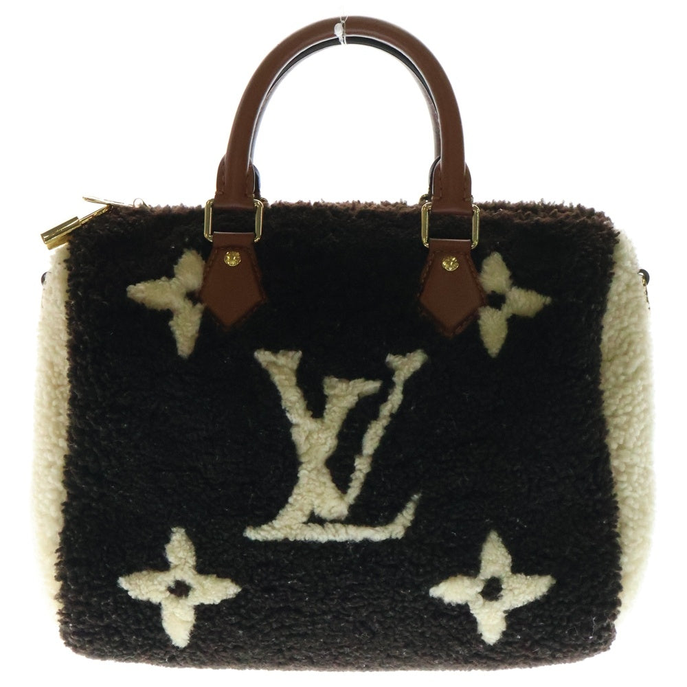 LOUIS VUITTON(ルイヴィトン) モノグラム テディ スピーディ・バンドリエール25 ブラウン×アイボリー ファー 2WAY ハンドバッグ ショルダーバッグ M55422