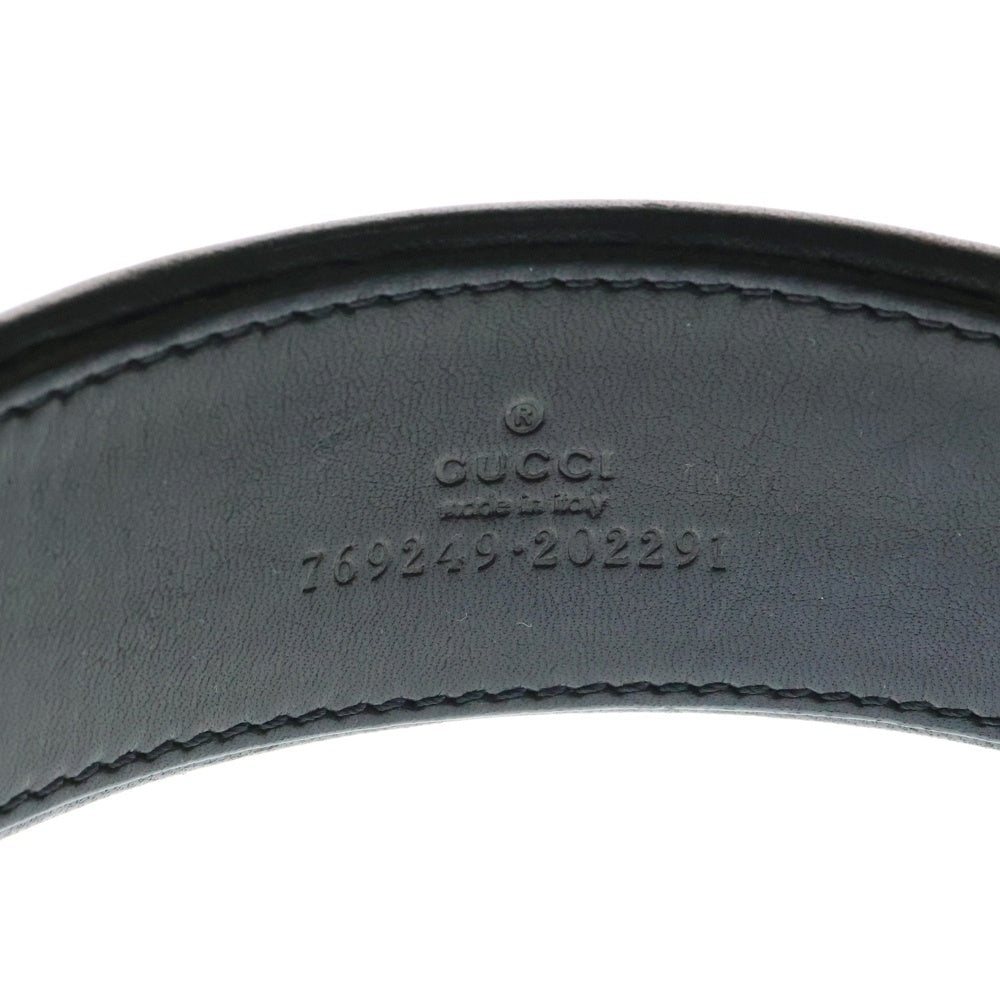 GUCCI(グッチ) ロゴプレート レザー カチューシャ ヘアバンド ブラック/ゴールド レディース 769249