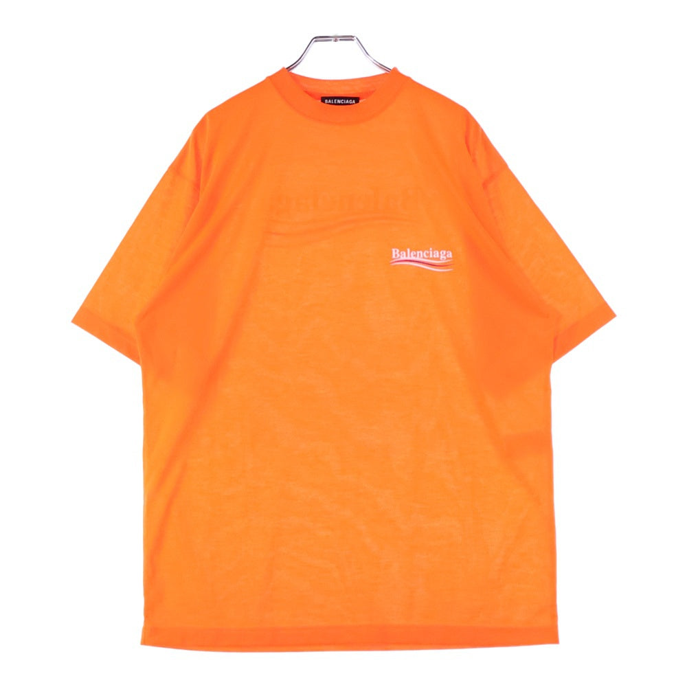 BALENCIAGA(バレンシアガ) キャンペーンロゴ バックプリント クルーネック 半袖Tシャツ カットソー オレンジ 641675