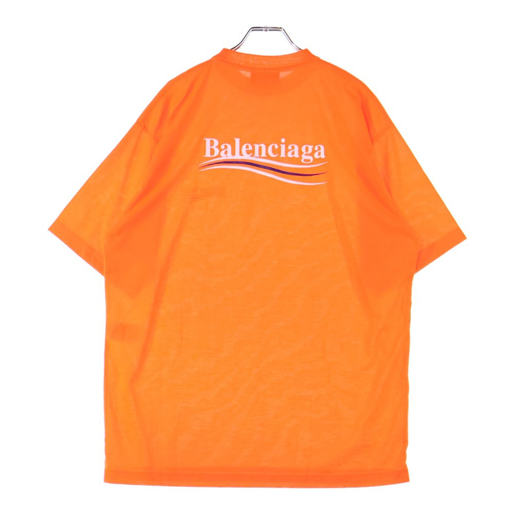 BALENCIAGA(バレンシアガ) キャンペーンロゴ バックプリント クルーネック 半袖Tシャツ カットソー オレンジ 641675