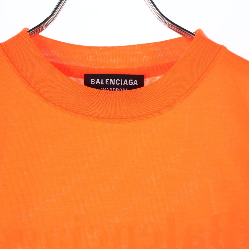 BALENCIAGA(バレンシアガ) キャンペーンロゴ バックプリント クルーネック 半袖Tシャツ カットソー オレンジ 641675