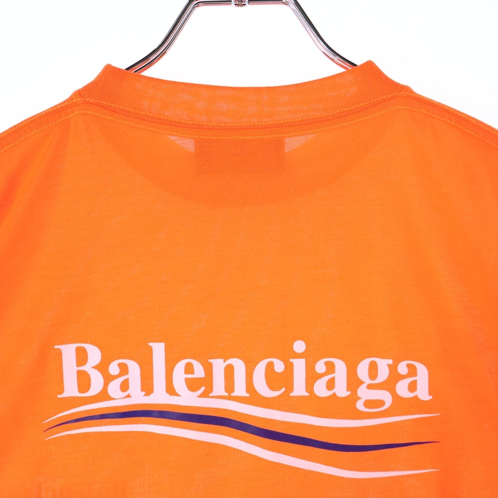 BALENCIAGA(バレンシアガ) キャンペーンロゴ バックプリント クルーネック 半袖Tシャツ カットソー オレンジ 641675