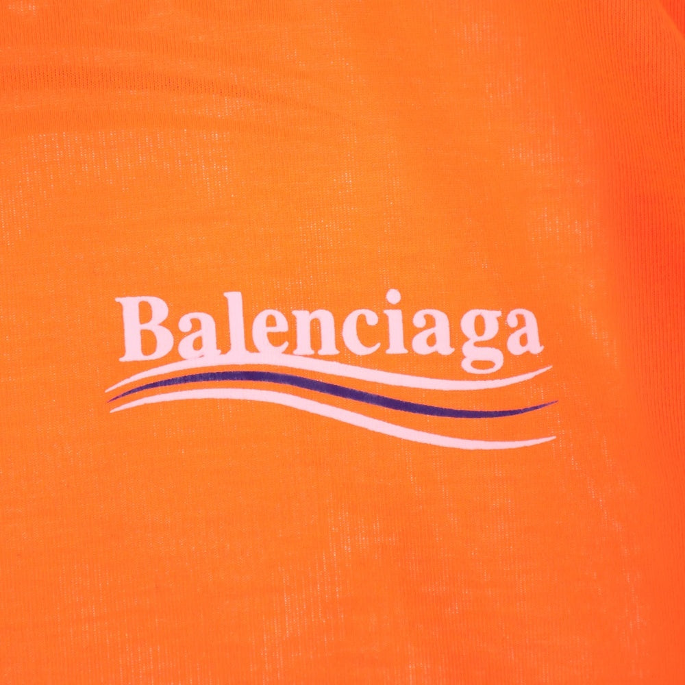 BALENCIAGA(バレンシアガ) キャンペーンロゴ バックプリント クルーネック 半袖Tシャツ カットソー オレンジ 641675