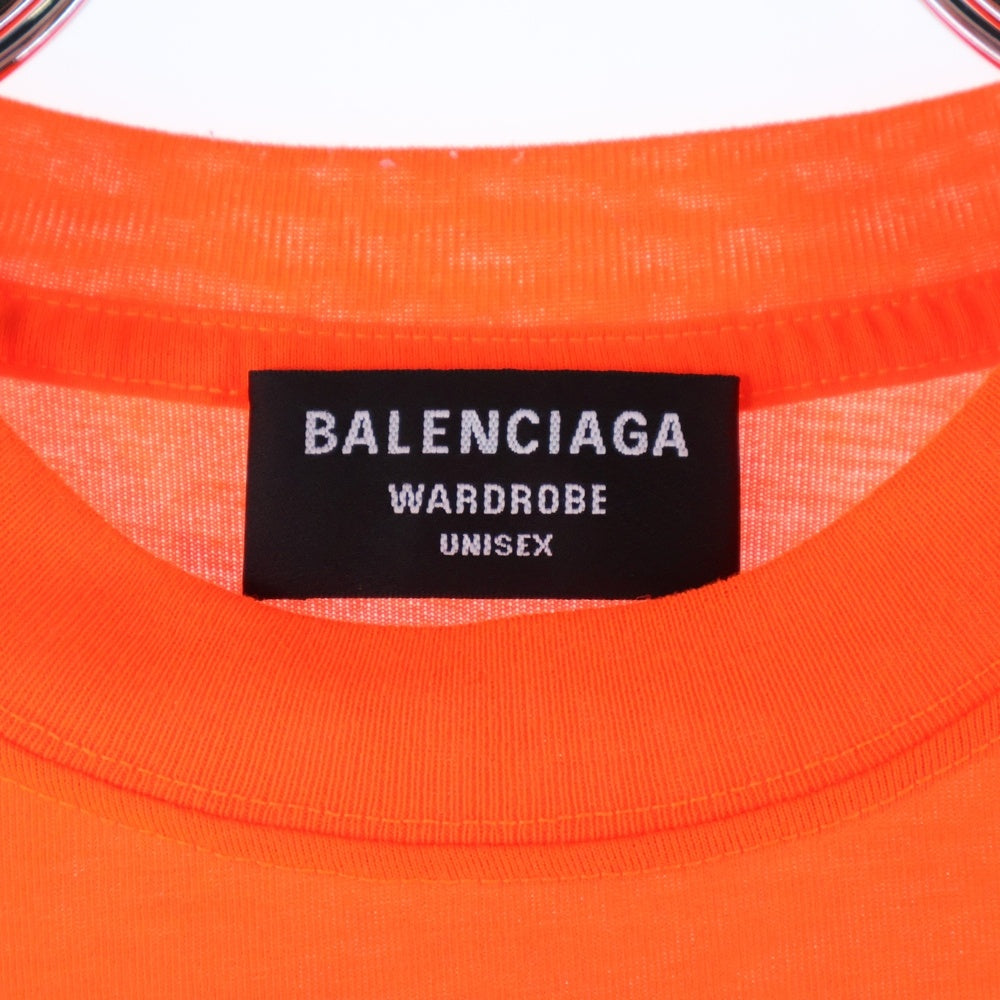 BALENCIAGA(バレンシアガ) キャンペーンロゴ バックプリント クルーネック 半袖Tシャツ カットソー オレンジ 641675