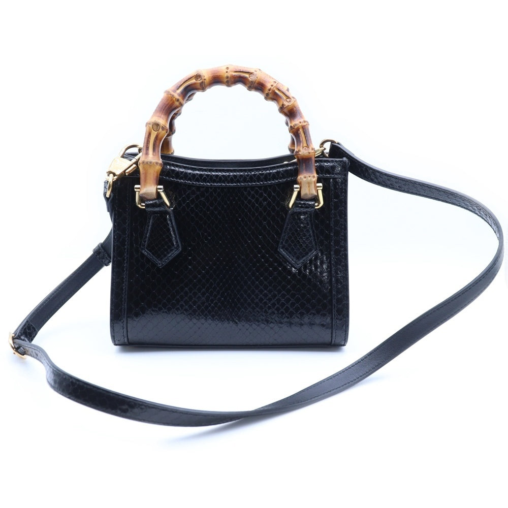 GUCCI(グッチ) ダイアナ バンブー 2wayバッグ ハンドバッグ ショルダーバッグ ブラック レザー ゴールド金具 655661
