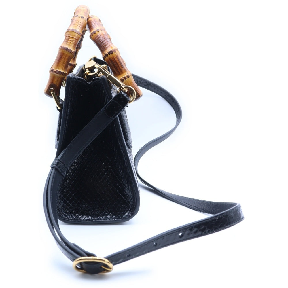 GUCCI(グッチ) ダイアナ バンブー 2wayバッグ ハンドバッグ ショルダーバッグ ブラック レザー ゴールド金具 655661