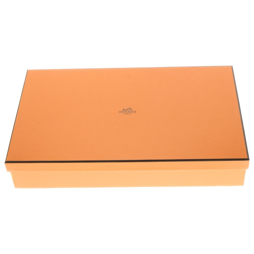HERMES(エルメス) クレ・ドゥ・H ロゴ カシミヤ レザーロゴパッチ フリンジマフラー ブラウン/オレンジ