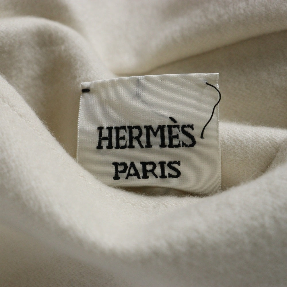 HERMES(エルメス) カシミヤ リバーシブル シェーヌダンクル 総柄プリント フーデッド ジップアップ キルティング 中綿ジャケット ホワイト/ベージュ レディース 3E0123DA