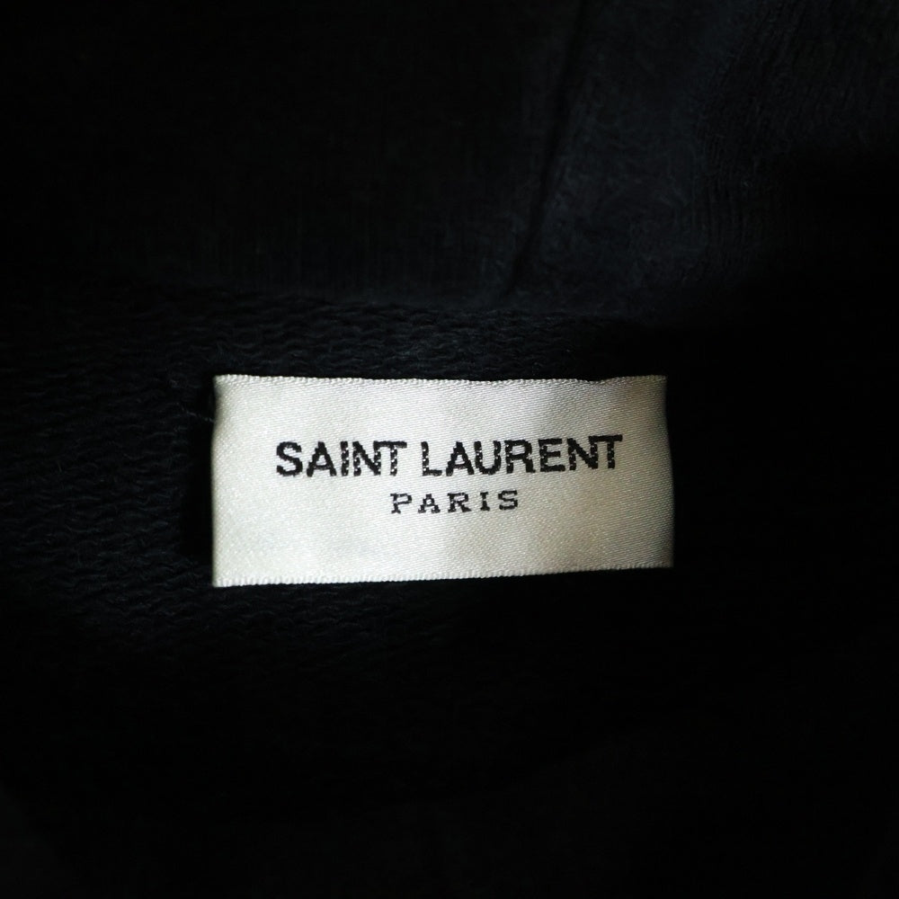 SAINT LAURENT PARIS(サンローランパリ) シグニチャーロゴプリント プルオーバースウェットパーカー フーディー ブラック 464581
