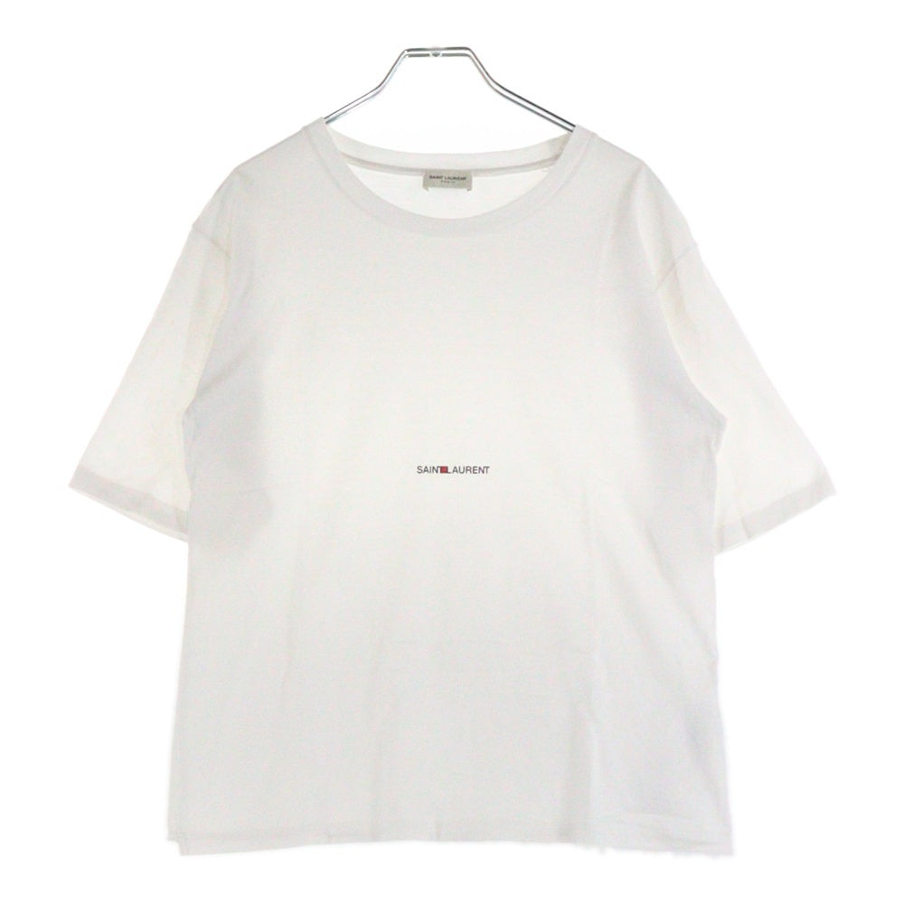 SAINT LAURENT PARIS(サンローランパリ) シグニチャーロゴプリント クルーネック 半袖Tシャツ カットソー ホワイト 464572