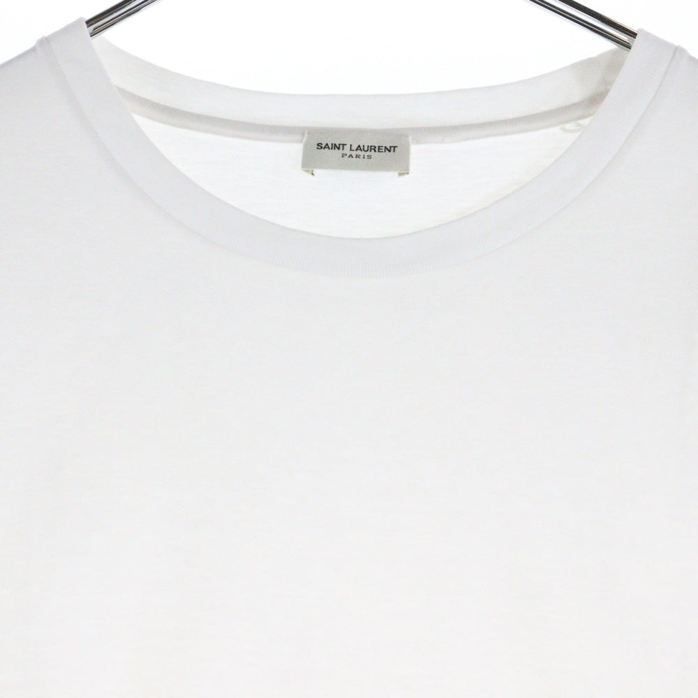SAINT LAURENT PARIS(サンローランパリ) シグニチャーロゴプリント クルーネック 半袖Tシャツ カットソー ホワイト 464572