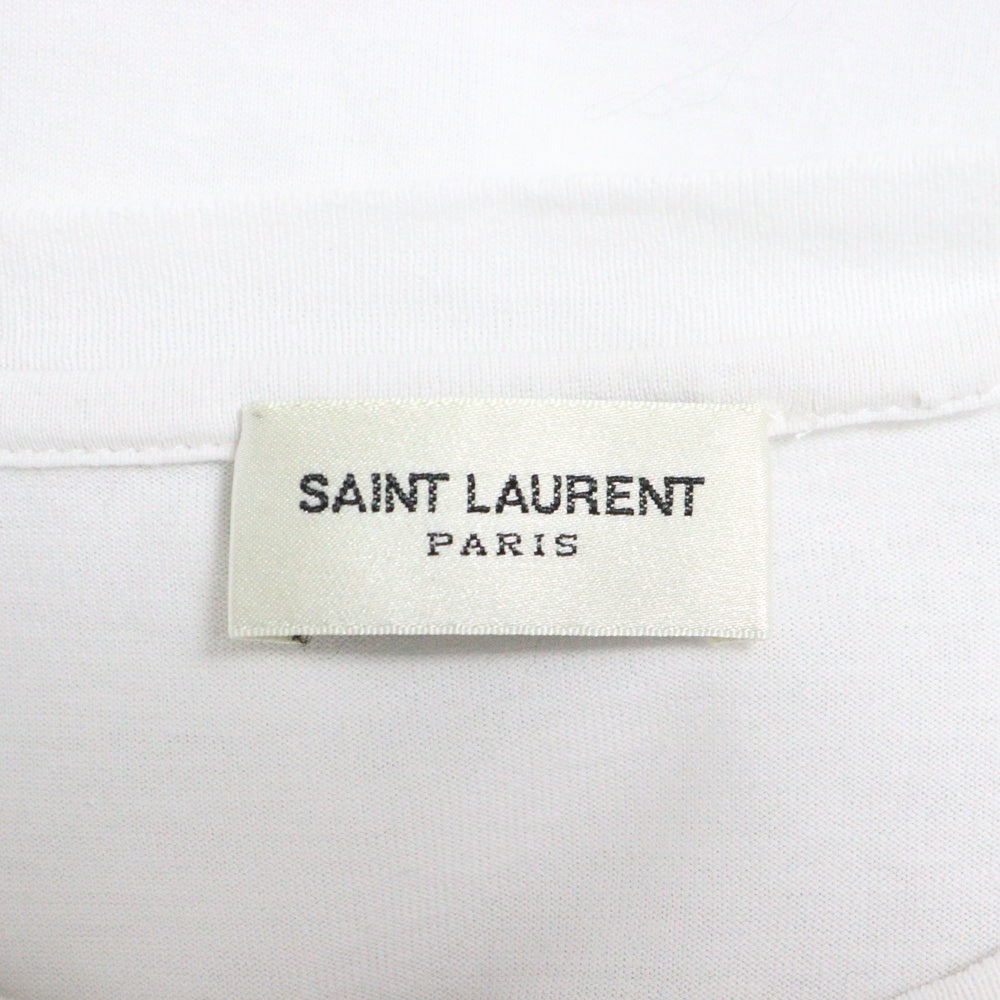 SAINT LAURENT PARIS(サンローランパリ) シグニチャーロゴプリント クルーネック 半袖Tシャツ カットソー ホワイト 464572