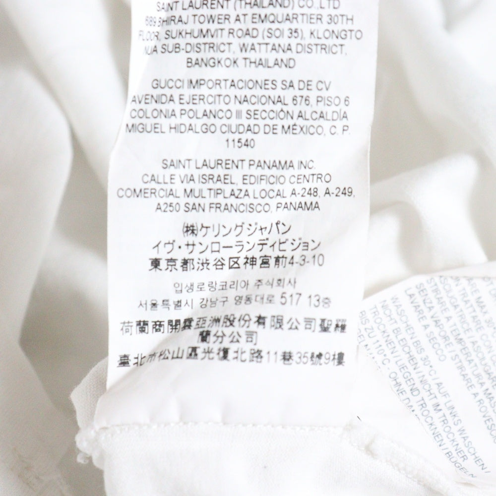 SAINT LAURENT PARIS(サンローランパリ) シグニチャーロゴプリント クルーネック 半袖Tシャツ カットソー ホワイト 464572