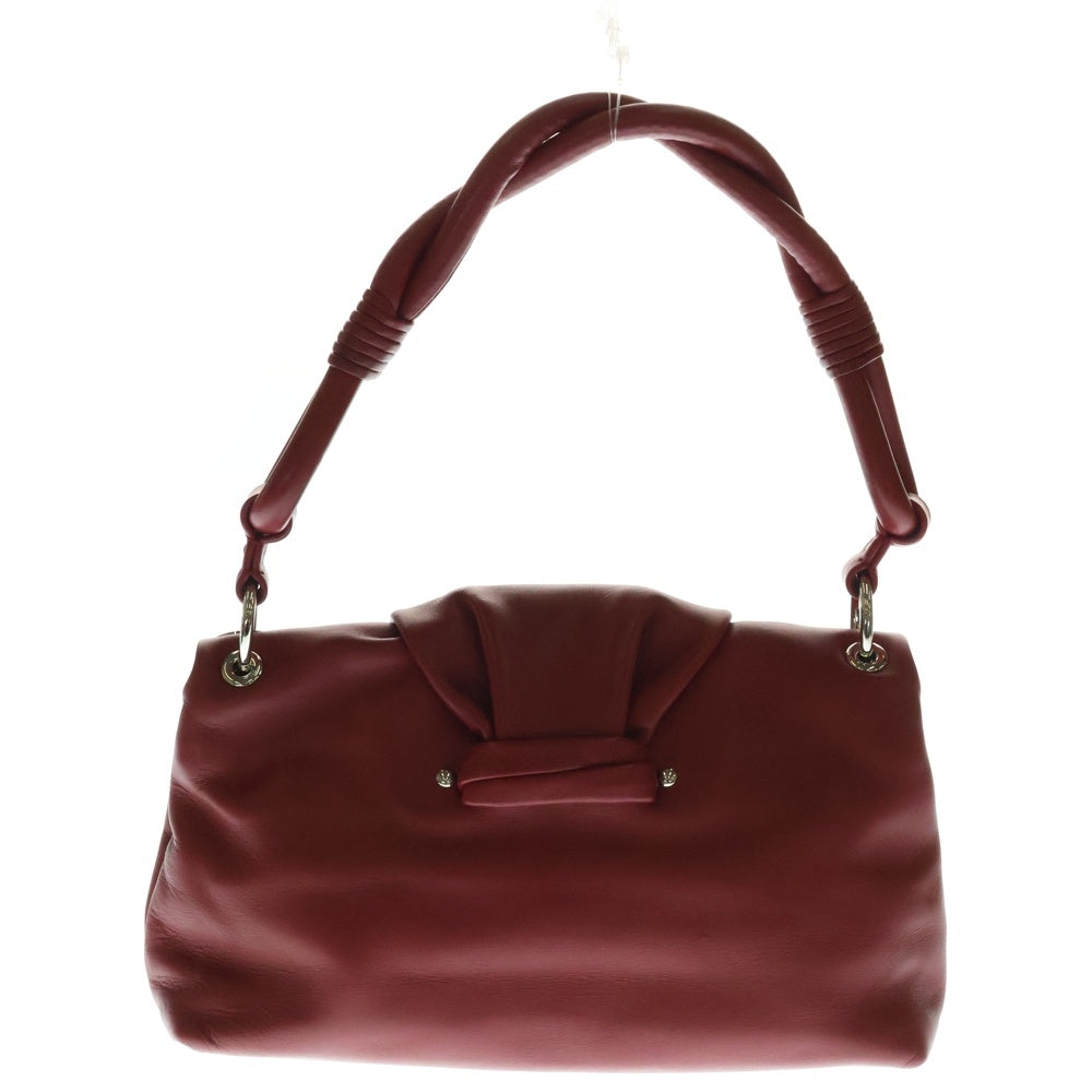 Christian Dior(クリスチャンディオール) デミルーン フラップ レザー ハンド ワンショルダーバッグ シルバー金具 レッド
