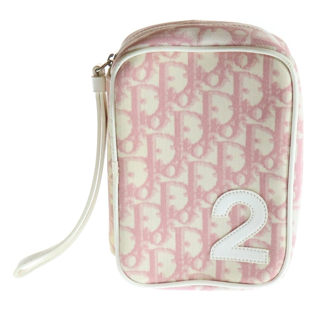 Christian Dior(クリスチャンディオール) トロッター 2 コスメポーチ メイクポーチ ケース 収納 ホワイト×ピンク