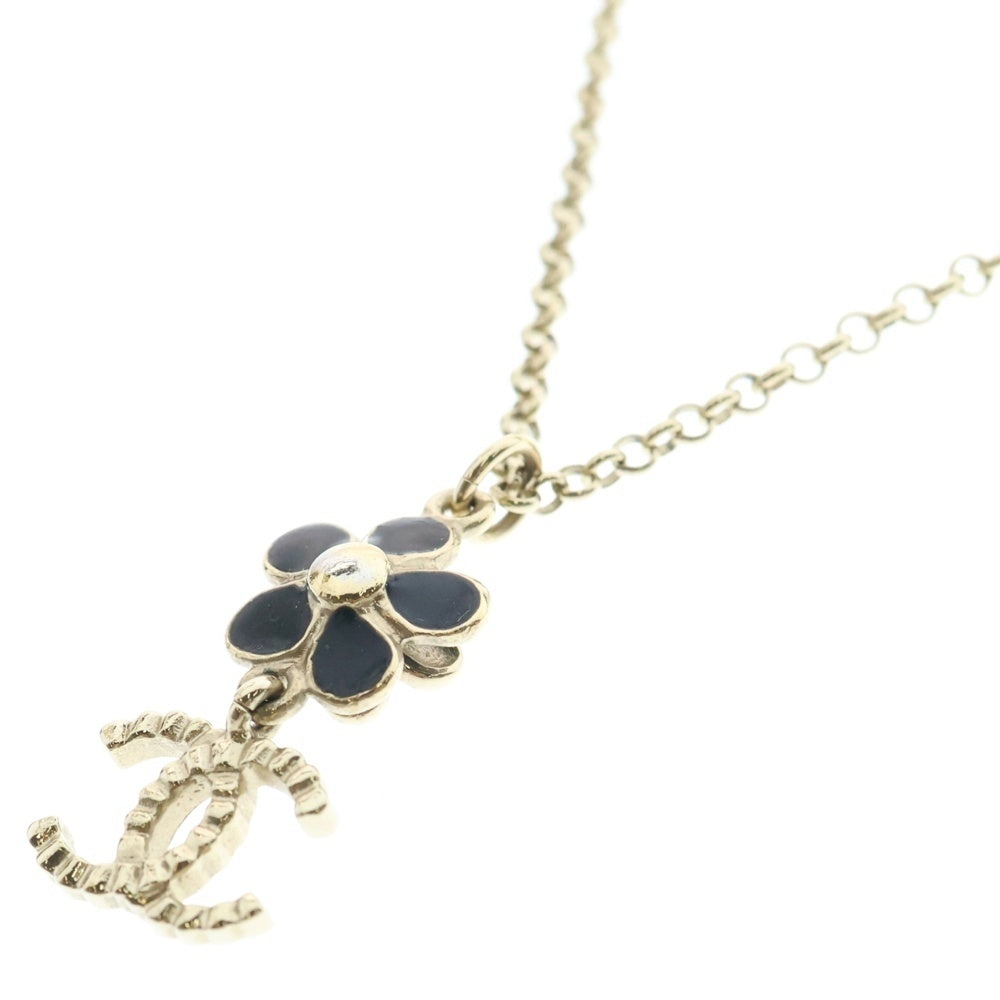CHANEL(シャネル) ココマーク フラワーモチーフ ネックレス ペンダント チェーン ゴールド×ブラック A21C