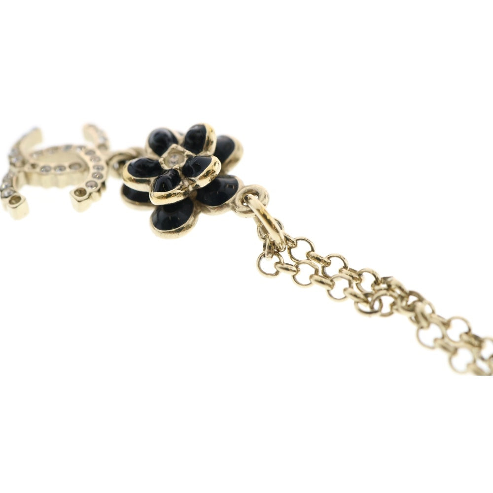 CHANEL(シャネル) ココマーク フラワーモチーフ ネックレス ペンダント チェーン ゴールド×ブラック A21C