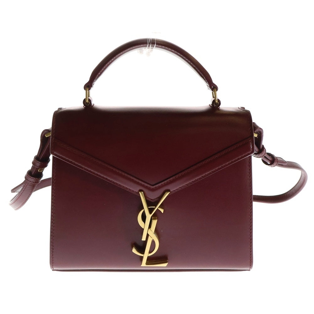 SAINT LAURENT PARIS(サンローランパリ) カサンドラ トップハンドル ロゴ 2WAYハンドバッグ ショルダーバッグ ボルドー 623930