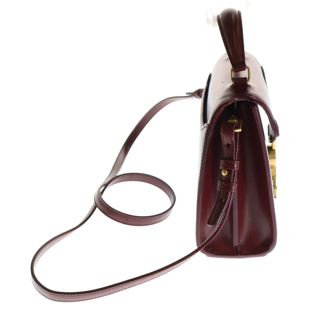 SAINT LAURENT PARIS(サンローランパリ) カサンドラ トップハンドル ロゴ 2WAYハンドバッグ ショルダーバッグ ボルドー 623930