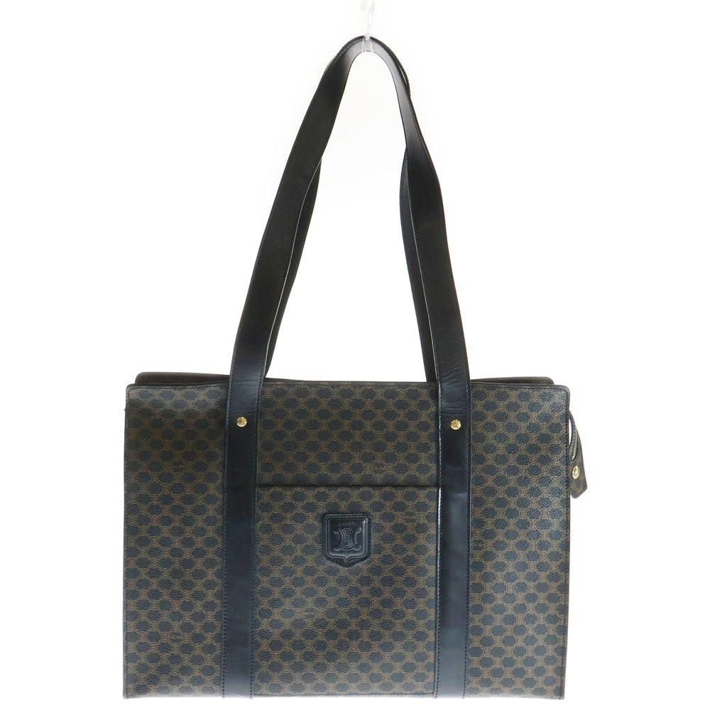 CELINE(セリーヌ) マカダム PVC トートバッグ ハンドバッグ ビジネスバッグ ブラック ブラウン ゴールド金具 PVC