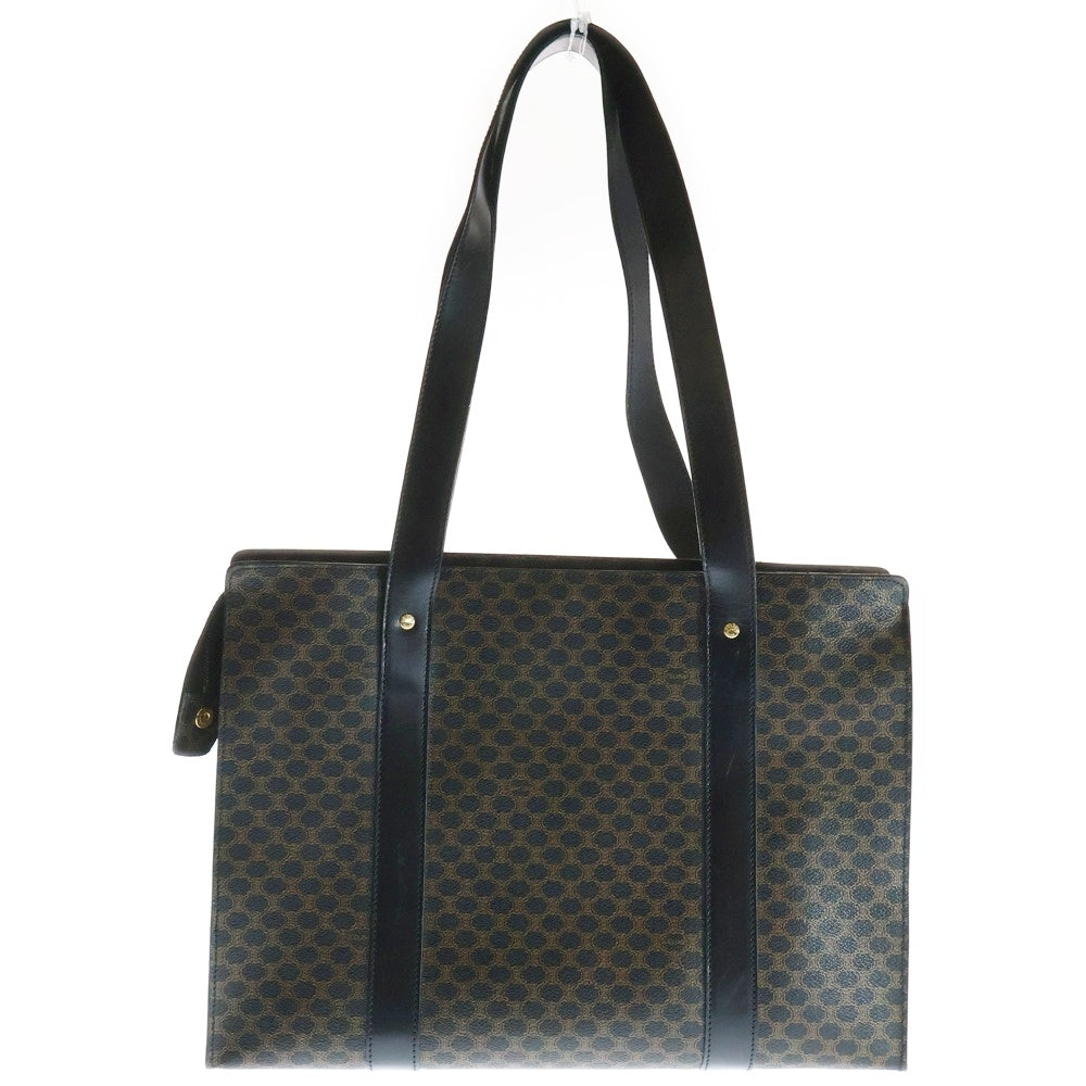 CELINE(セリーヌ) マカダム PVC トートバッグ ハンドバッグ ビジネスバッグ ブラック ブラウン ゴールド金具 PVC