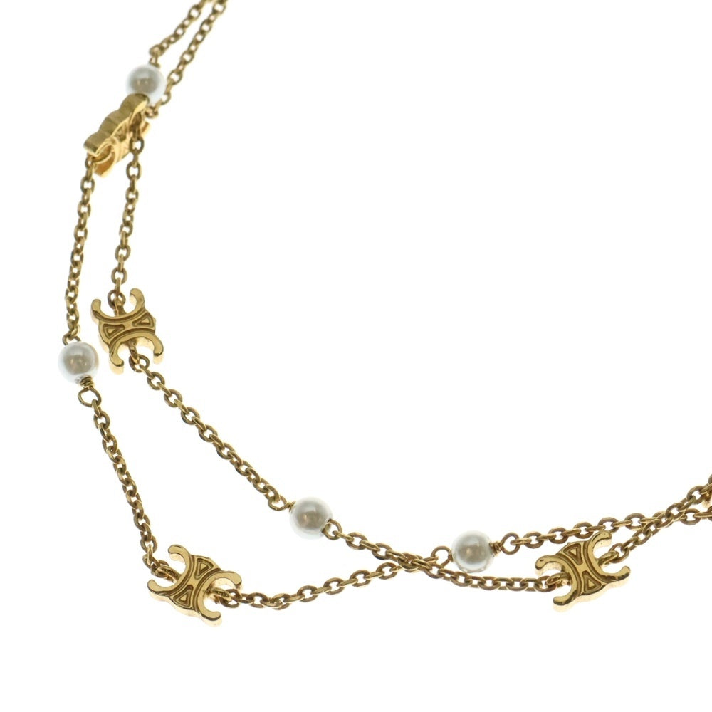 CELINE(セリーヌ) トリオンフ パール ダブル ネックレス GP ゴールド アクセサリー レディース