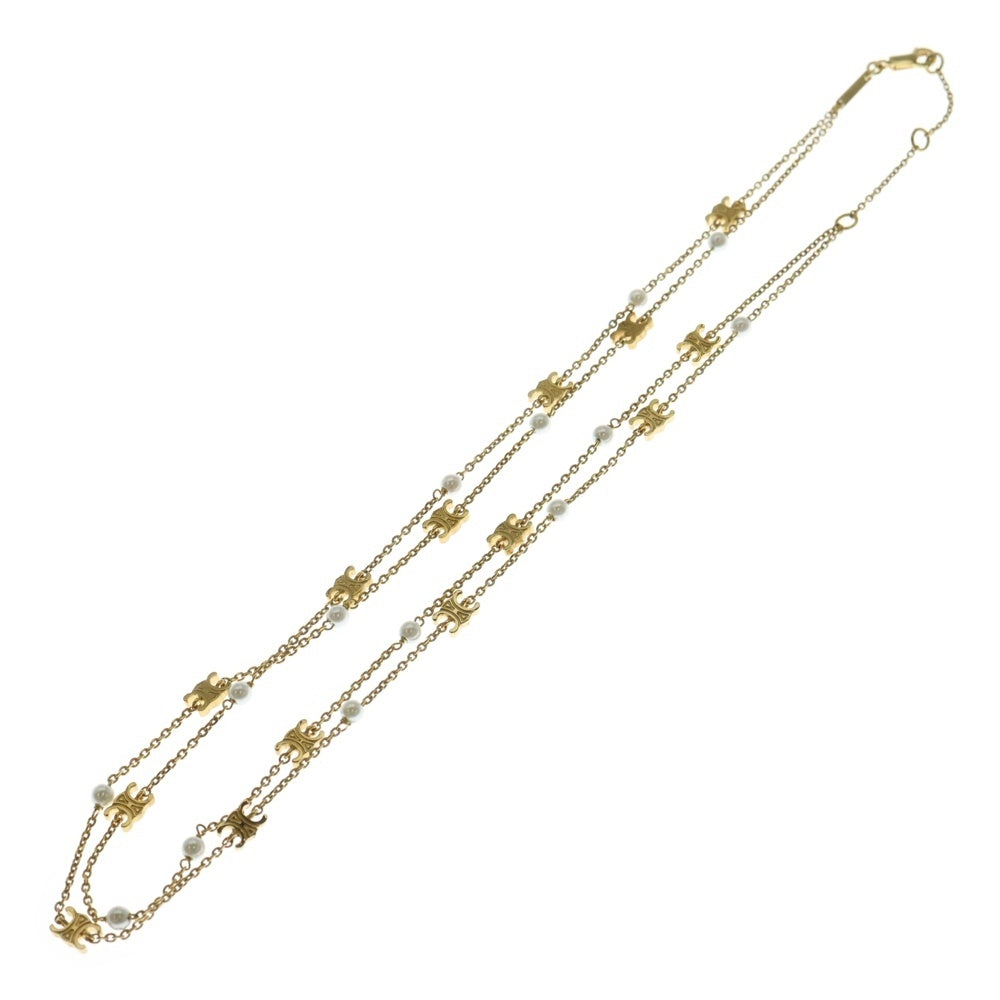 CELINE(セリーヌ) トリオンフ パール ダブル ネックレス GP ゴールド アクセサリー レディース