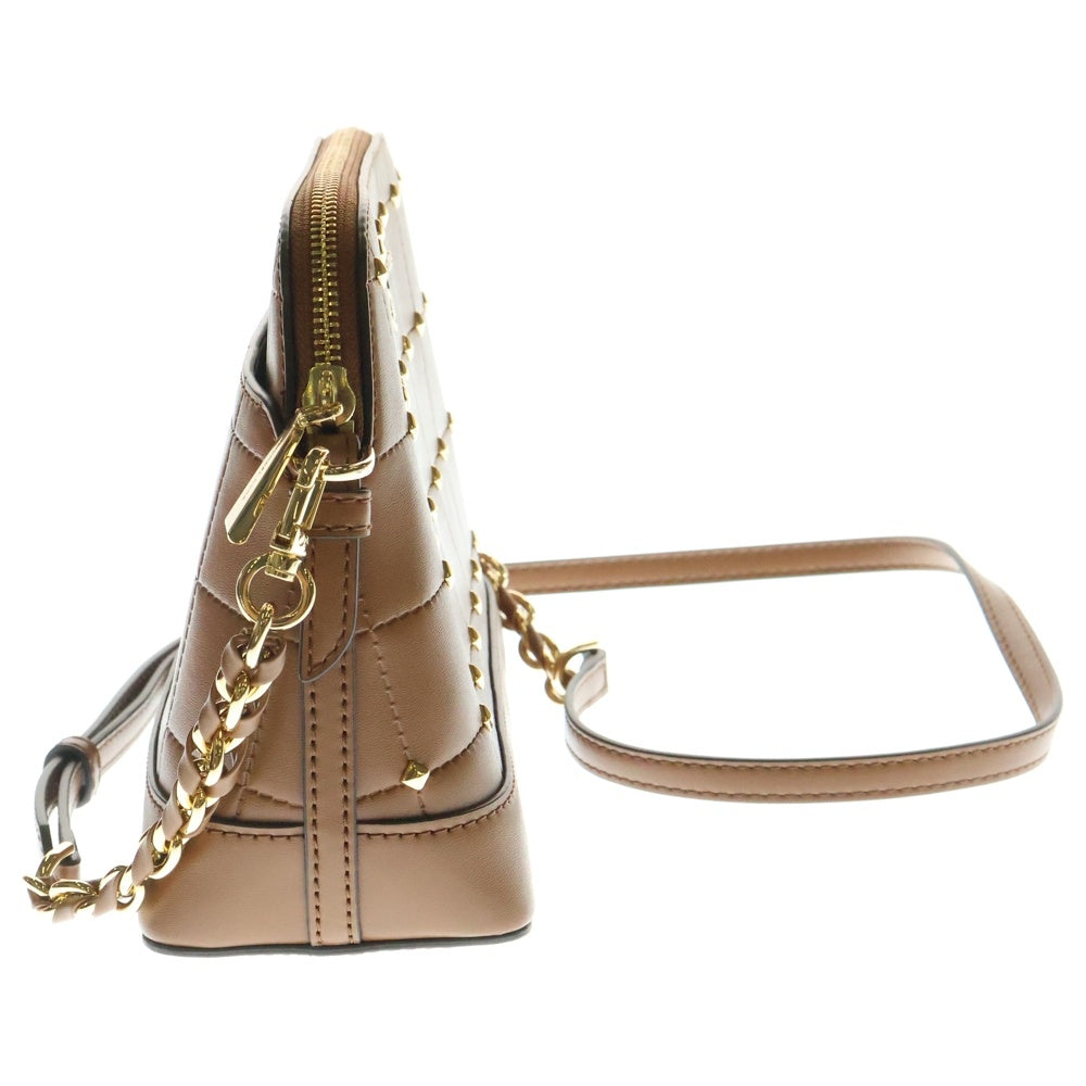 MICHAEL KORS(マイケルコース) ロゴプレート スタッズ レザー ショルダーバッグ ゴールド金具 ブラウン レディース 32S2GT9C9Y